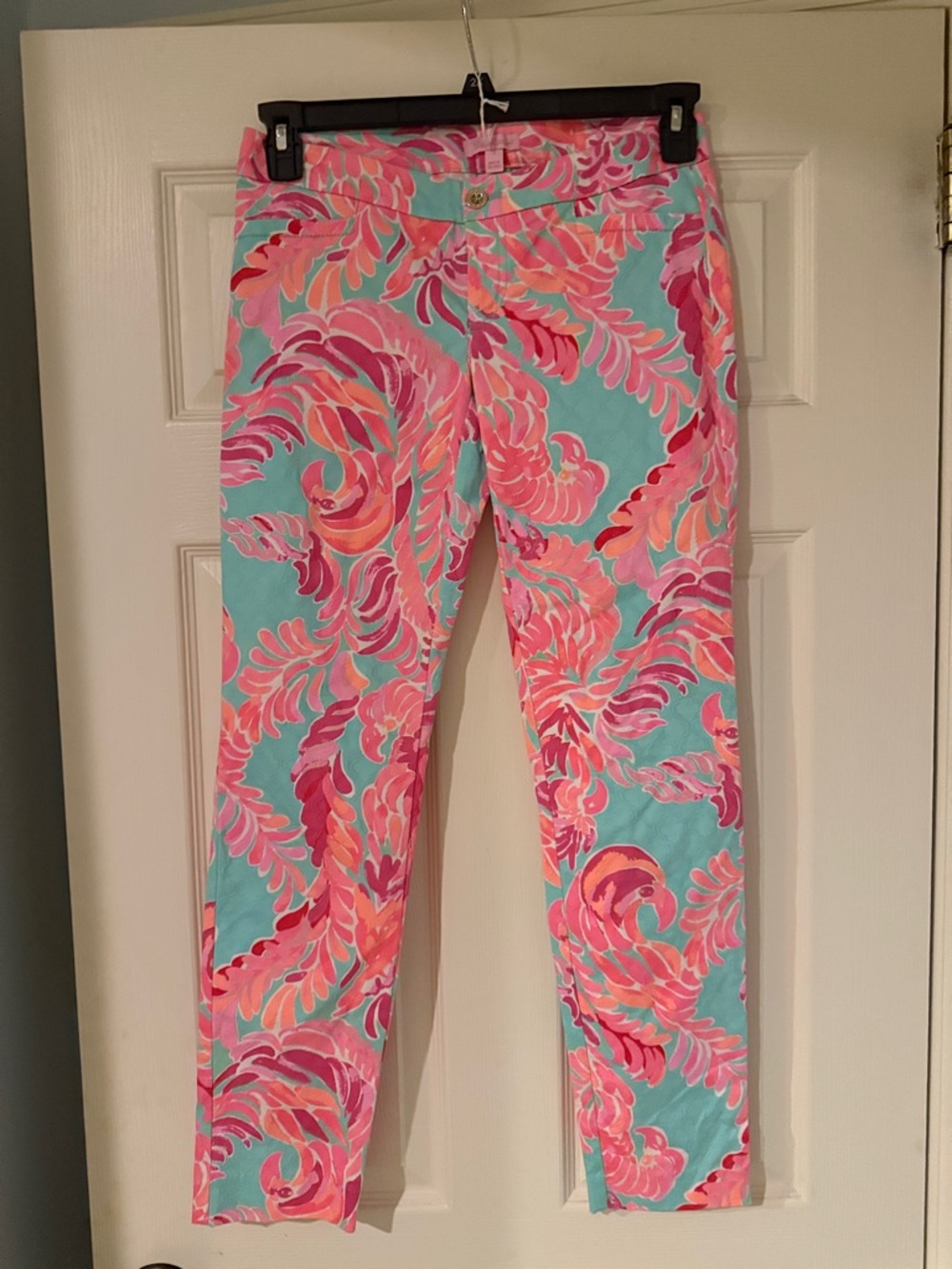 Lilly Pulitzer Pink & Aqua Printed Straight-Leg Pants barbie fun vacation punk